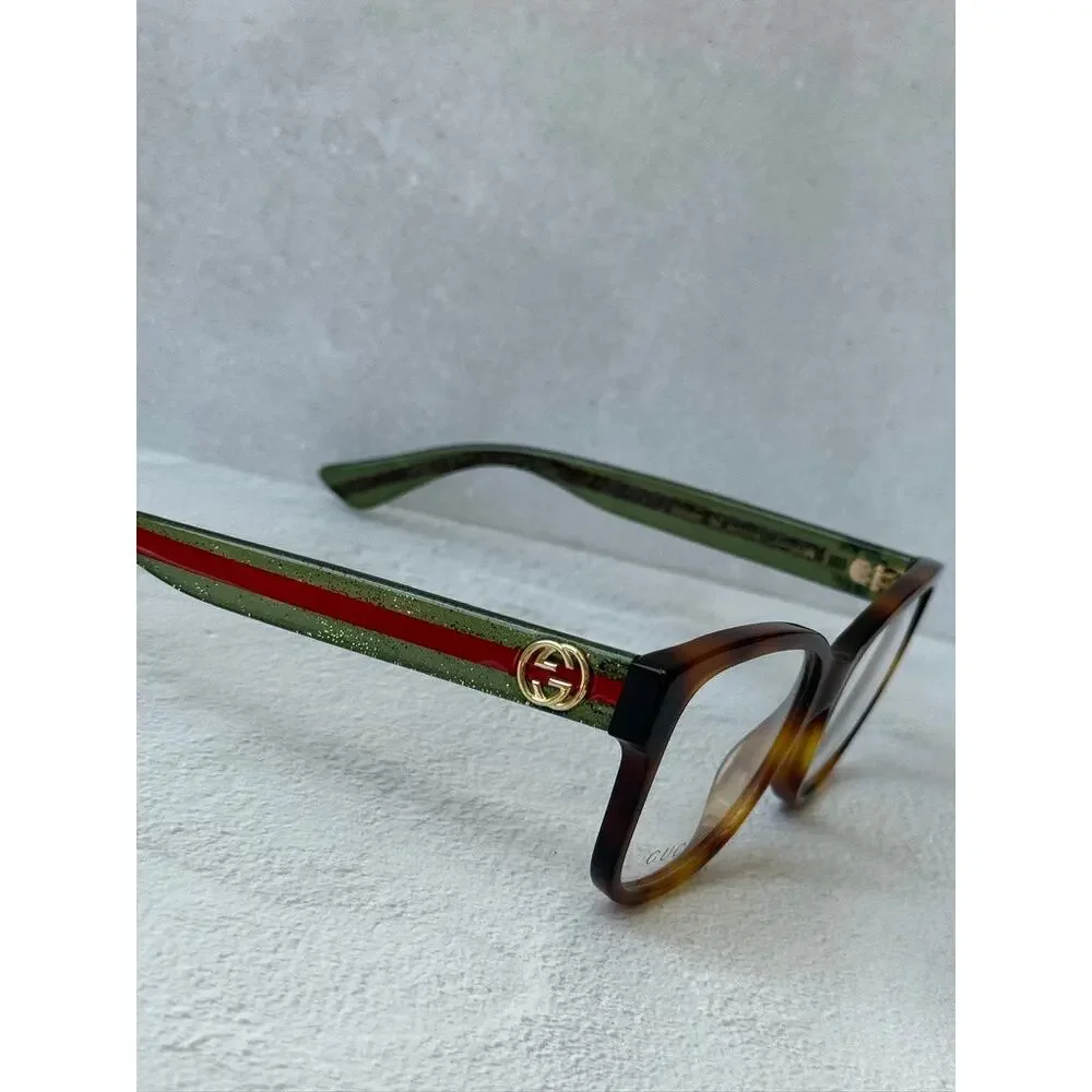 NEW Gucci GG0038O Brown Striped Square Eyeglasses Frames